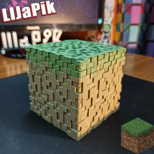 Minecraft Fűblokk Persely Doboz