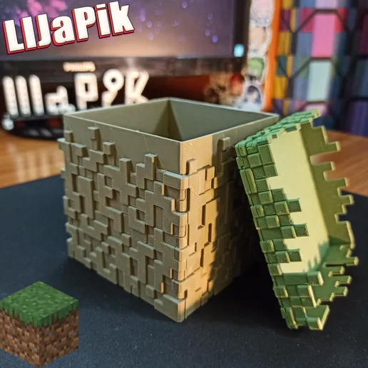 Minecraft Fűblokk Persely Doboz