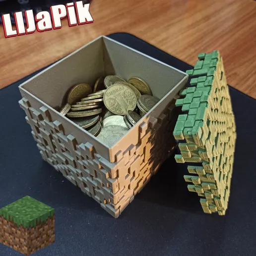 Minecraft Fűblokk Persely Doboz