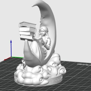 Holdfény Olvasó - Lány Könyvekkel Félholdon Szobor