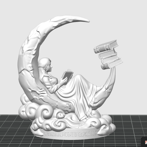 Holdfény Olvasó - Lány Könyvekkel Félholdon Szobor