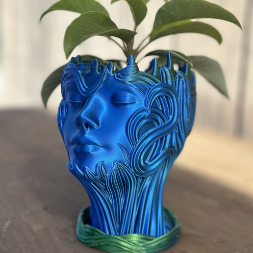 Női Fej Virágtartó Kaspó Vízelvezető Tálcával