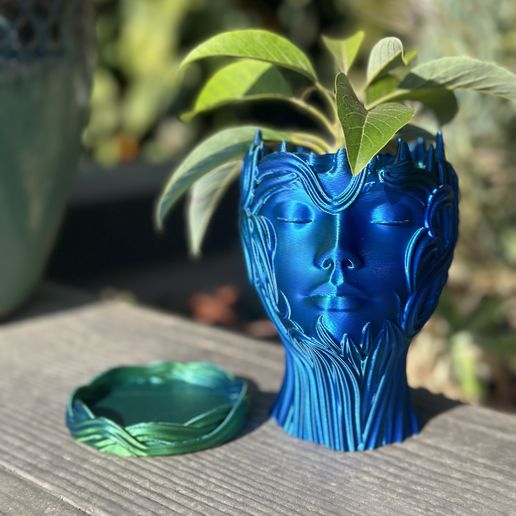 Női Fej Virágtartó Kaspó Vízelvezető Tálcával