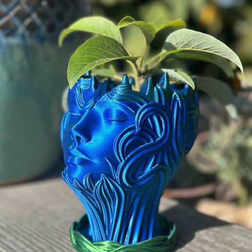 Női Fej Virágtartó Kaspó Vízelvezető Tálcával