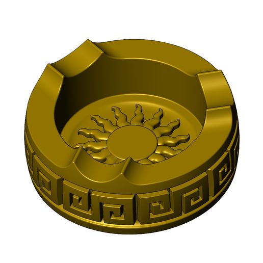 Görög kulcsmintás napfaragás hamutál 3D nyomtatott modell