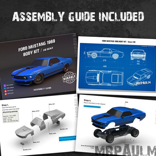 Ford Mustang 1969 Karosszéria Készlet 1/10